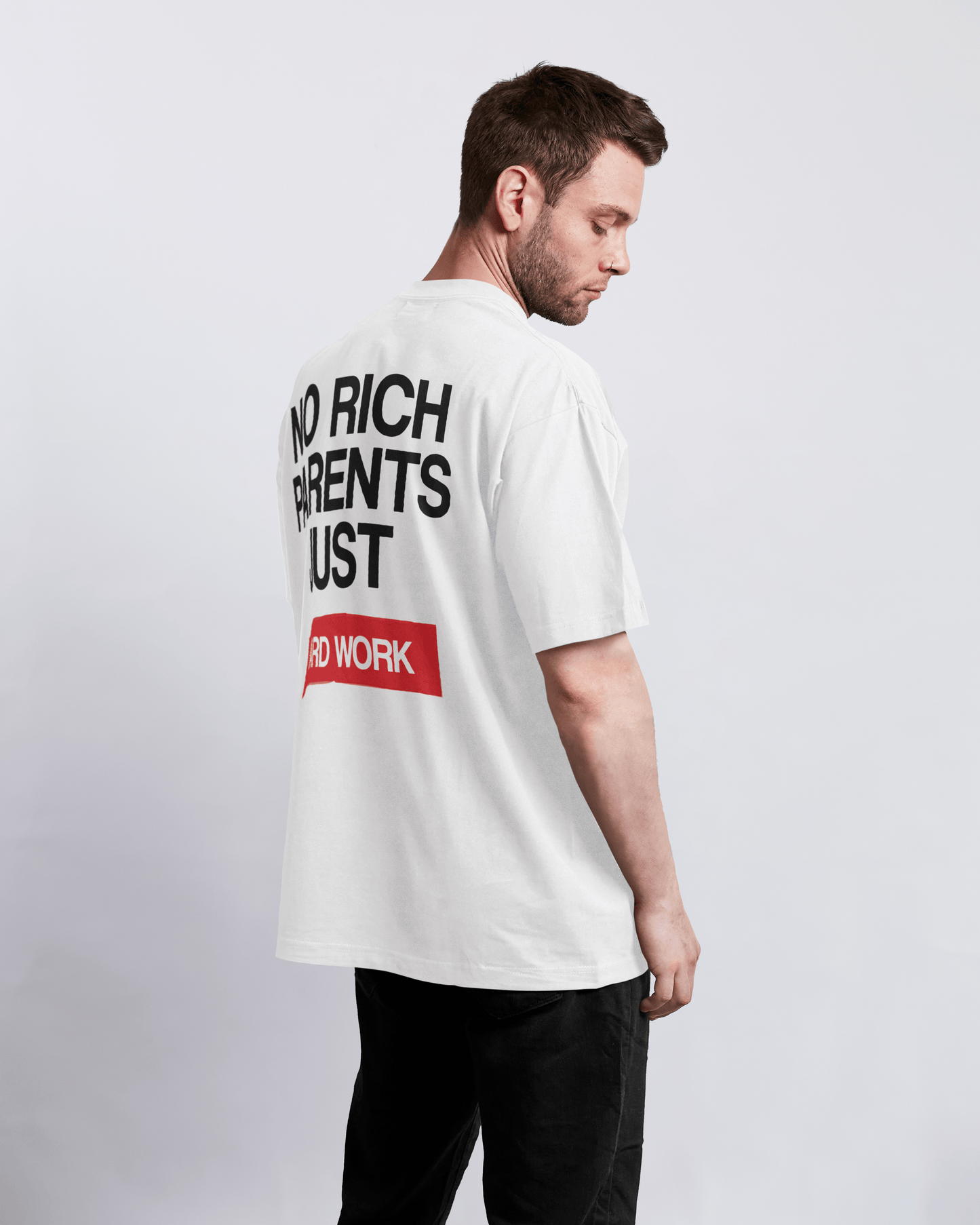 T-SHIRT "NO RICH PARENTS" WHITE