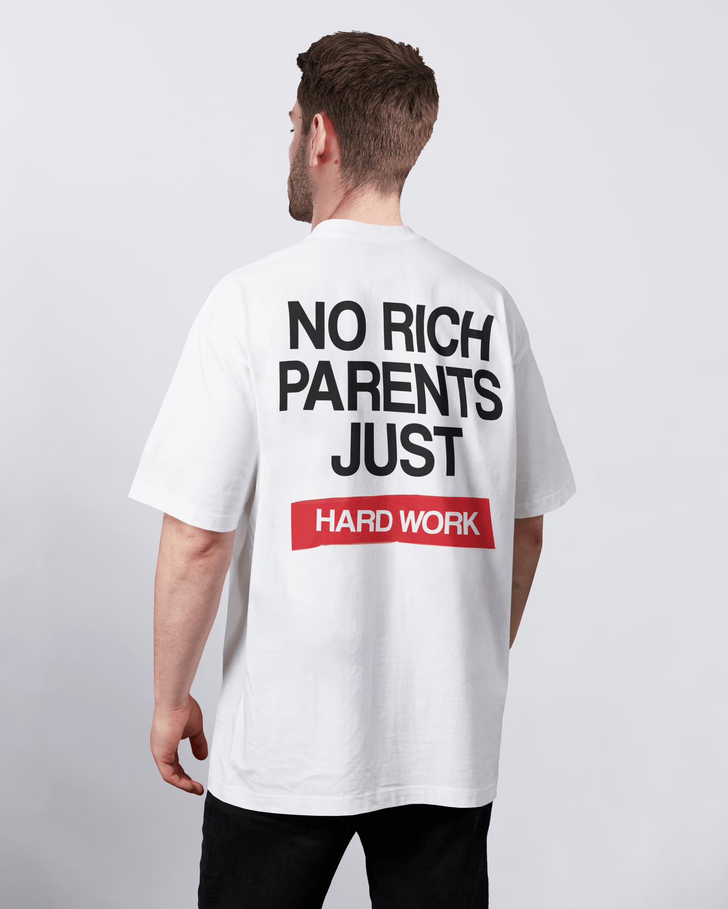T-SHIRT "NO RICH PARENTS" WHITE