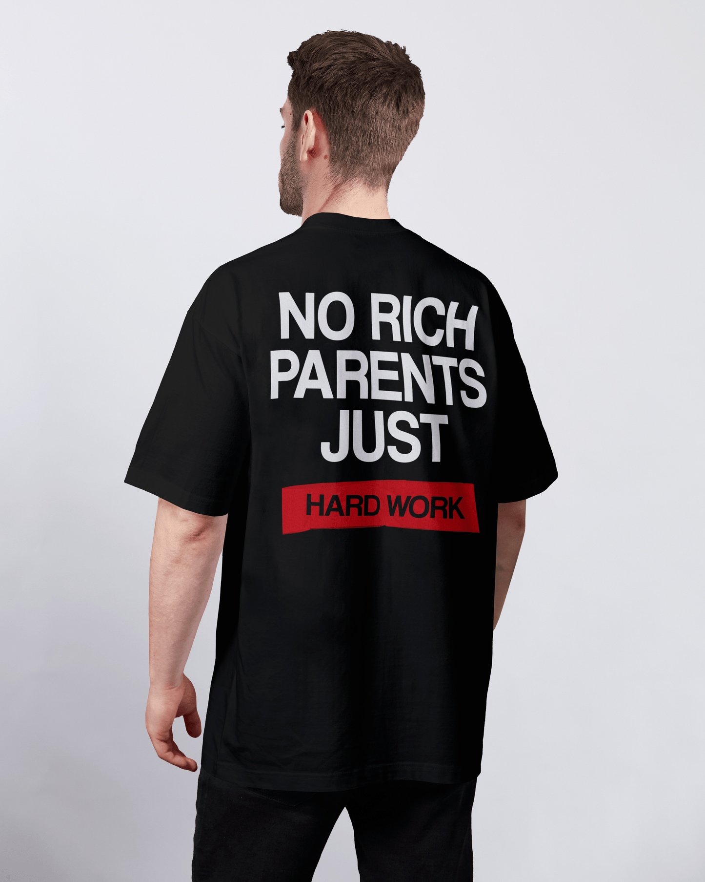 T-SHIRT "NO RICH PARENTS" BLACK